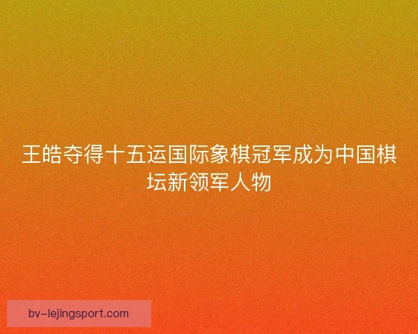 王皓夺得十五运国际象棋冠军成为中国棋坛新领军人物